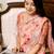 Peach floral printed zari blend ready to wear saree