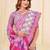 Pink geometric printed silk cotton saree with blouse