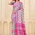 Pink geometric printed silk cotton saree with blouse