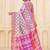 Pink geometric printed silk cotton saree with blouse