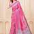 Pink floral printed silk cotton saree with blouse