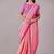 Pink geometric printed saree with blouse piece