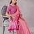 Pink geometric printed saree with blouse piece