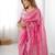 Pink floral embellished sequinned tissue saree
