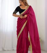 Pink sequinned supernet saree