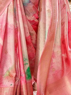 Pink zari  banarasi saree 3
