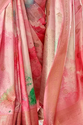 Pink zari  banarasi saree