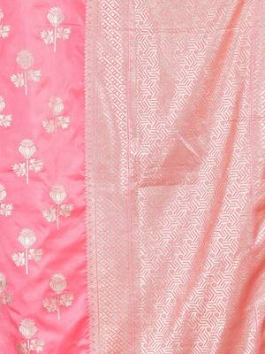 Pink woven design sequinned  banarasi saree 5