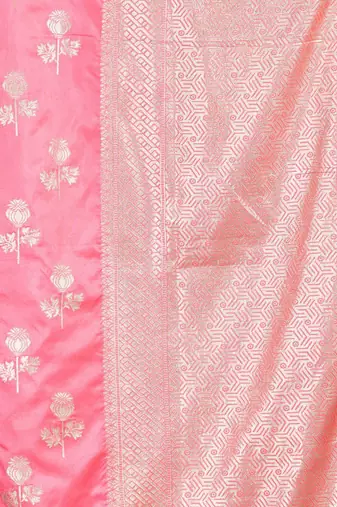Pink woven design sequinned  banarasi saree