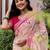 Peach floral printed ready to wear saree with blouse
