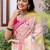 Peach floral printed ready to wear saree with blouse