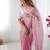 Pink striped embroidered  chiffon saree