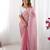 Pink striped embroidered  chiffon saree