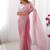 Pink striped embroidered  chiffon saree