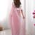 Pink striped embroidered  chiffon saree