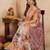 Peach floral printed zari ready to wear saree