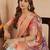 Peach floral printed zari ready to wear saree