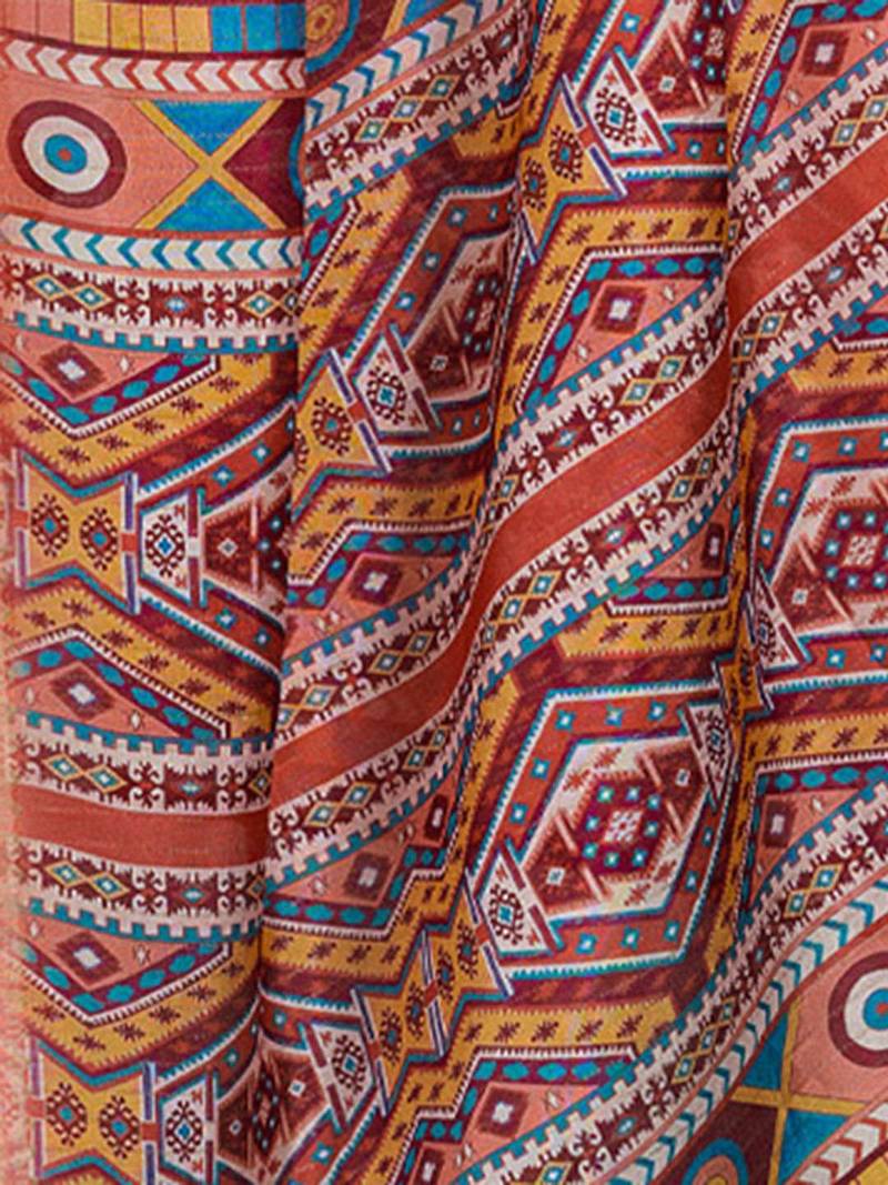 Peach floral printed zari ready to wear saree