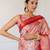 Peach floral printed zari ready to wear saree