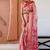 Peach floral printed zari ready to wear saree