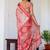 Peach floral printed zari ready to wear saree