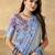 Blue floral zari silk blend ready to wear saree