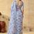 Blue floral zari silk blend ready to wear saree