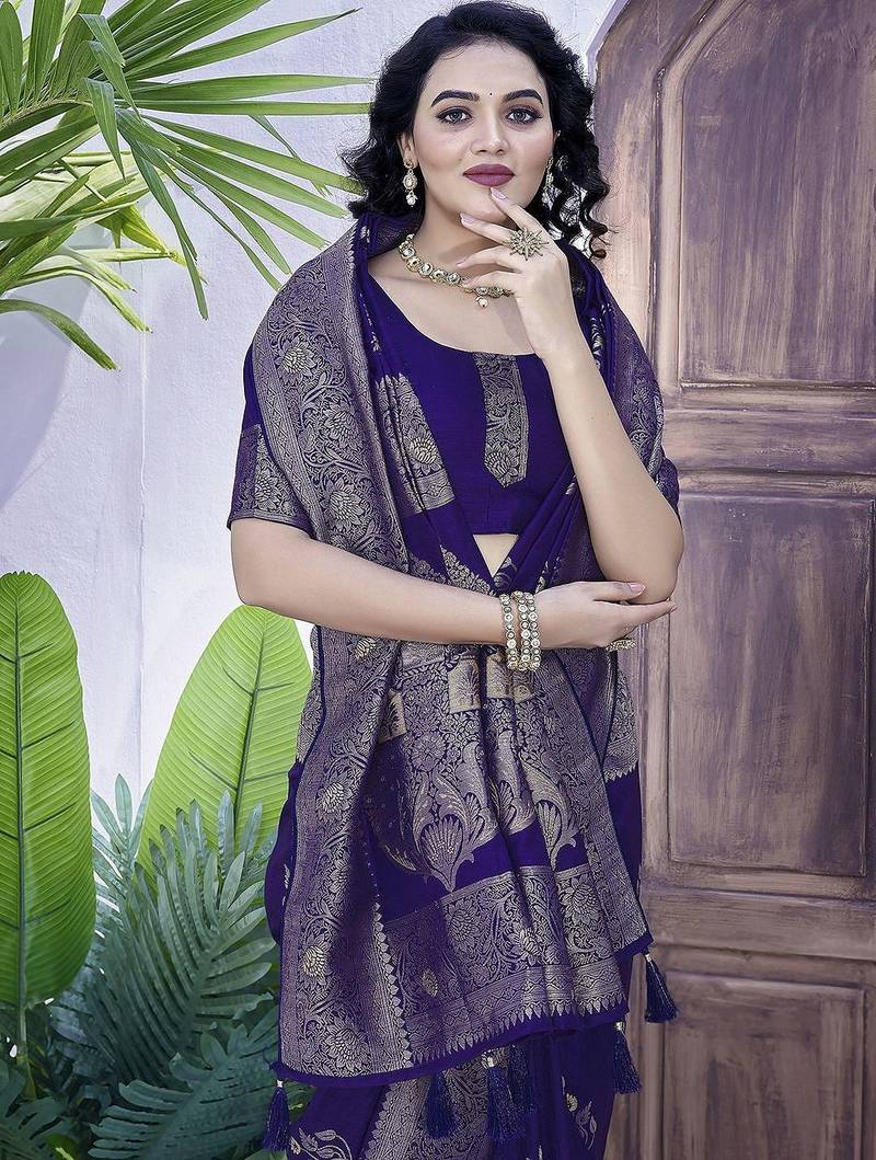 Blue ethnic motifs zari art silk banarasi saree