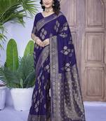 Blue woven design zari banarasi saree