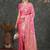 Pink women printed jacquard saree
