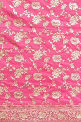 Pink women printed jacquard saree