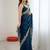 Blue sequins embroidery saree with blouse piece