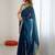 Blue sequins embroidery saree with blouse piece