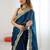 Blue sequins embroidery saree with blouse piece