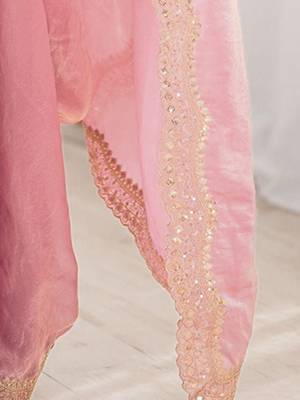 Pink sequins embroidery saree with blouse piece 5