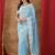 Blue embellished embroidered net heavy work saree
