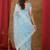 Blue embellished embroidered net heavy work saree