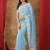 Blue embellished embroidered net heavy work saree