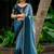 Blue embellished embroidered tissue heavy work saree