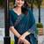 Blue womens  georgette embellished saree with unstiched blouse piece