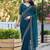 Blue womens  georgette embellished saree with unstiched blouse piece