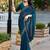 Blue womens  georgette embellished saree with unstiched blouse piece