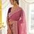 Pink ethnic motifs embroidered georgette saree with designer blouse