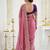 Pink ethnic motifs embroidered georgette saree with designer blouse
