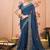 Blue embroidered  chiffon bandhani saree