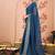 Blue embroidered  chiffon bandhani saree