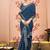 Blue embroidered  chiffon bandhani saree