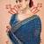 Blue embroidered  chiffon bandhani saree