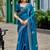 Blue ethnic motifs embroidered saree