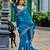 Blue ethnic motifs embroidered saree
